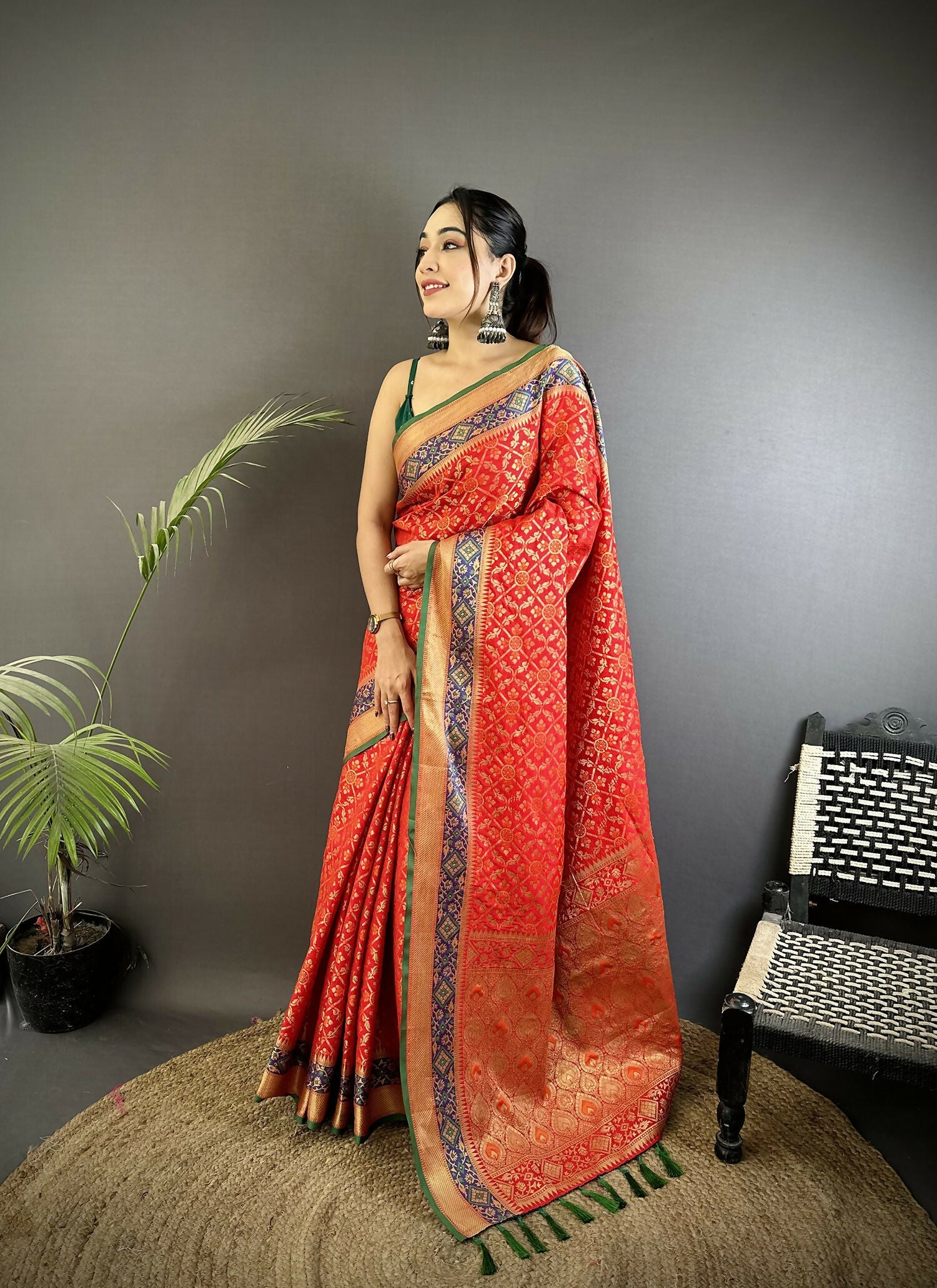 Joban Fashion Red Patola Soft Silk Patola Saree