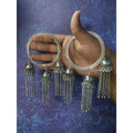 Silver latkan bangle featuring decorative jhumkas and hanging chains