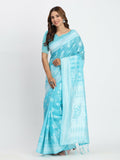 Solid grey linen cotton saree for casual wear