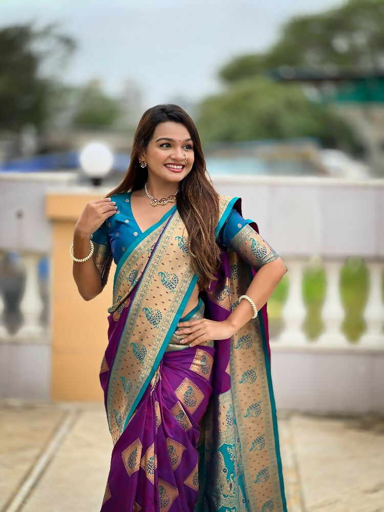Magenta Soft Banarasi Silk Saree with Zari Weaving