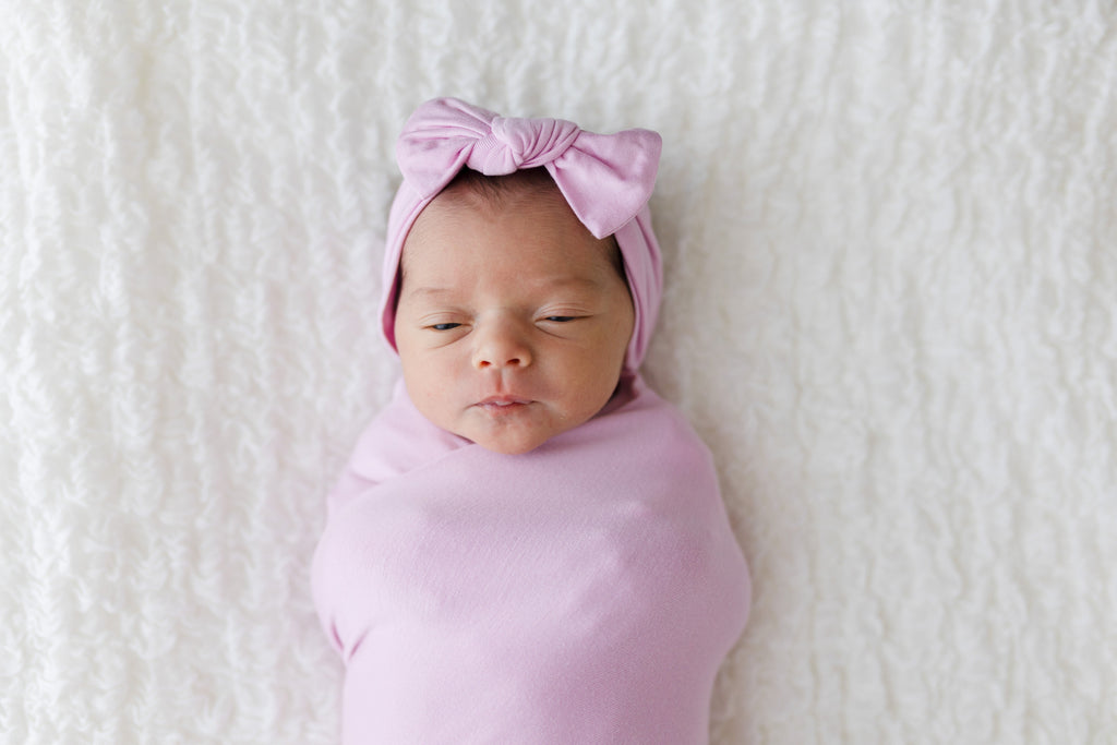 Lillian Pink Bamboo Swaddle + Headband Set