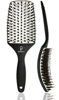Large white curved vented boar bristle detangling hair brush