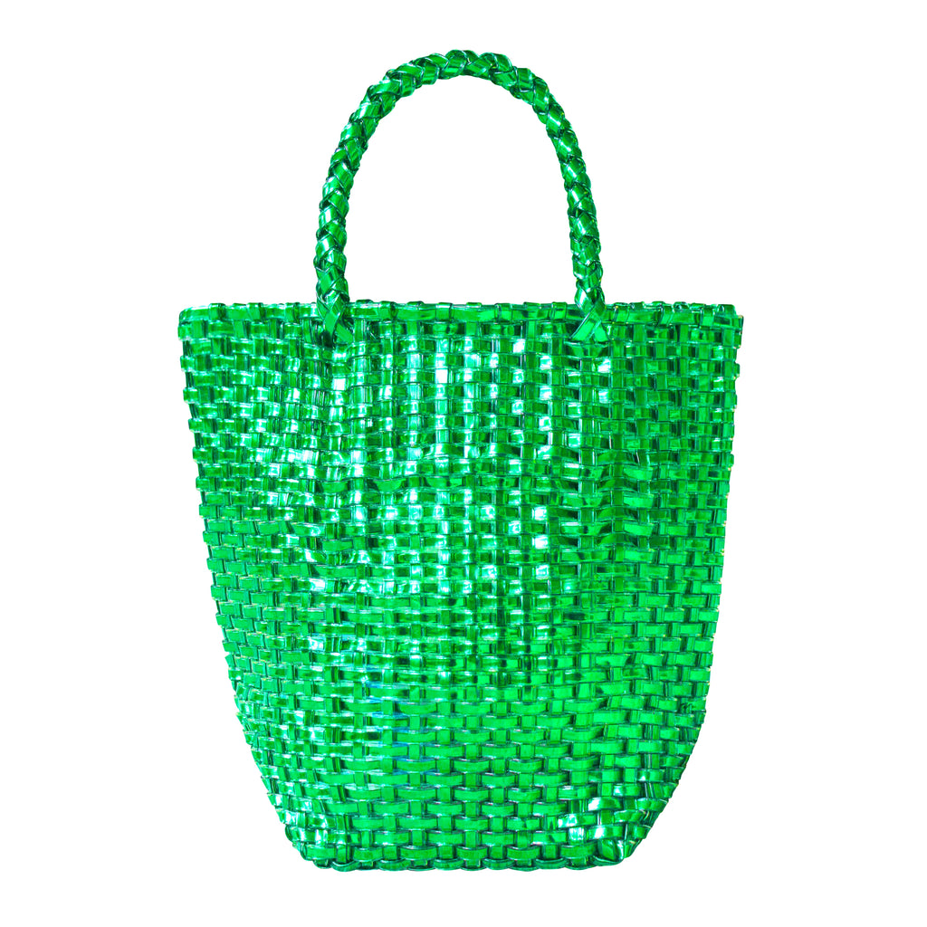 LA TOTE Recycled Tote Bag In Metallic Green