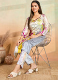 Multi Color Printed Cotton Rayon Kurta Pant Set