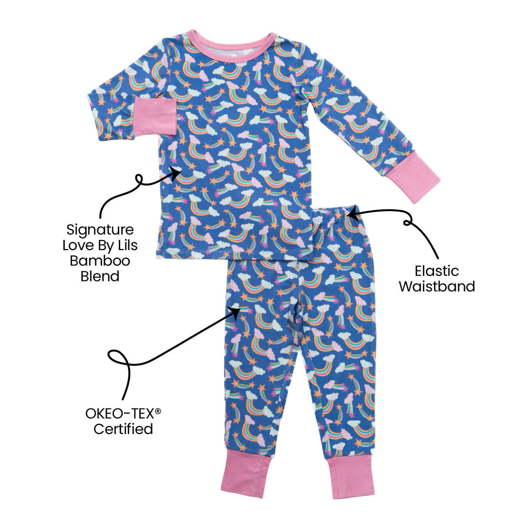 Lavender Rainbows Bamboo 2-Piece Long Sleeve Set
