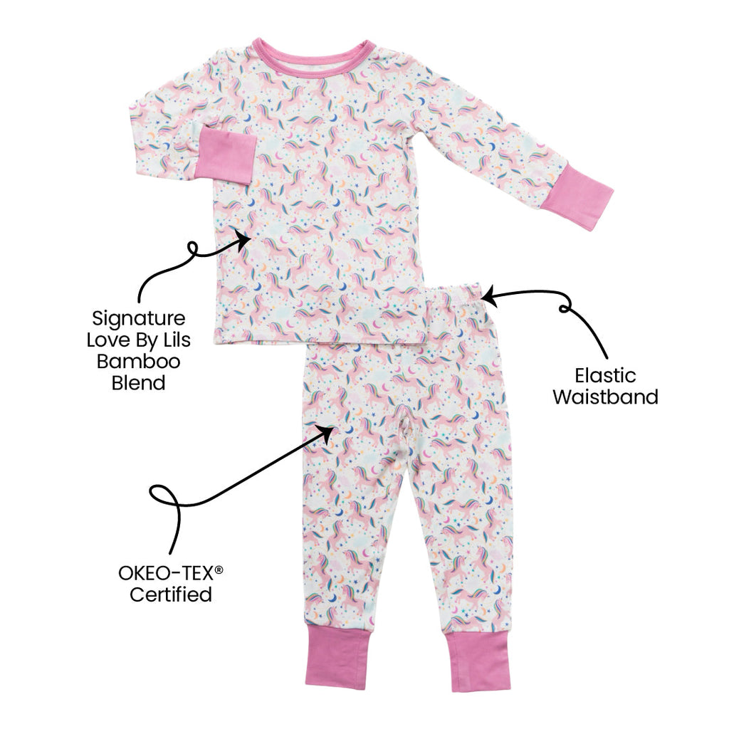 Lavender Unicorns Bamboo 2-Piece Long Sleeve Set