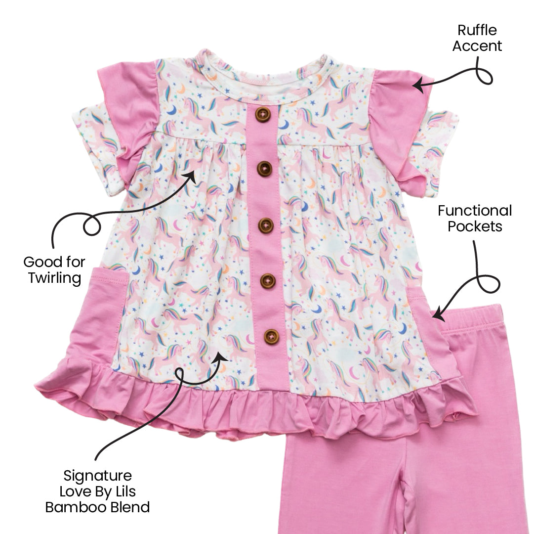 Lavender Unicorns Bamboo Short Sleeve Tunic Top