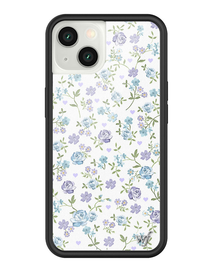 Lilac and Blue Floral Print Protective iPhone Case - Image 29