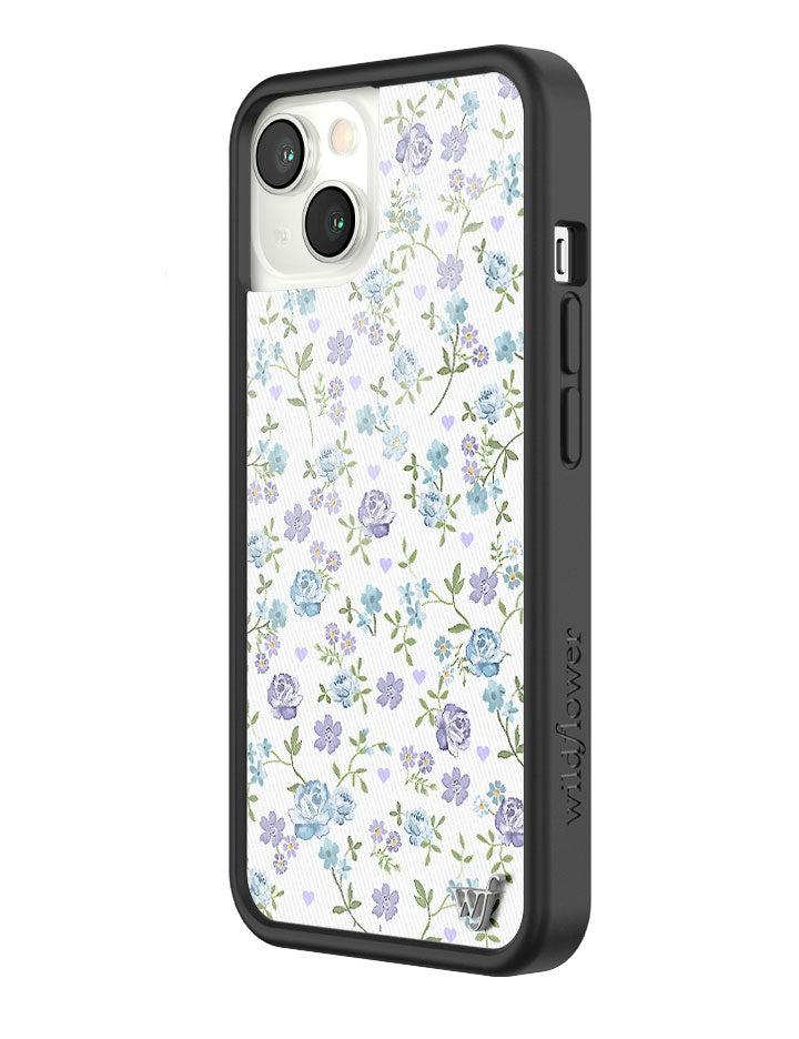 Lilac and Blue Floral Print Protective iPhone Case - Image 30