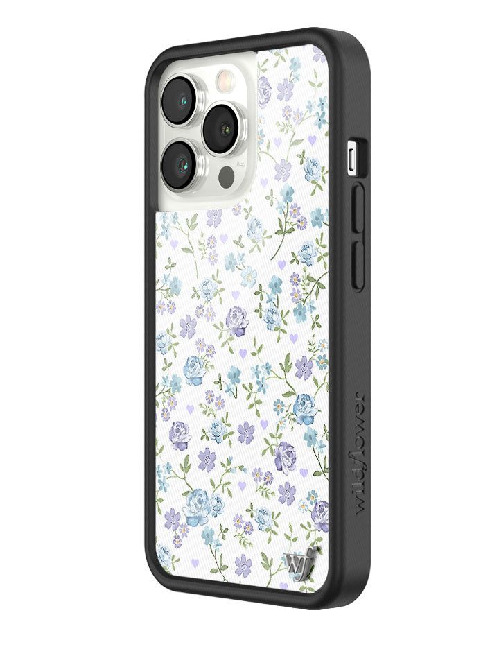 Lilac and Blue Floral Print Protective iPhone Case - Image 28