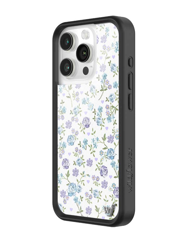 Lilac and Blue Floral Print Protective iPhone Case - Image 14