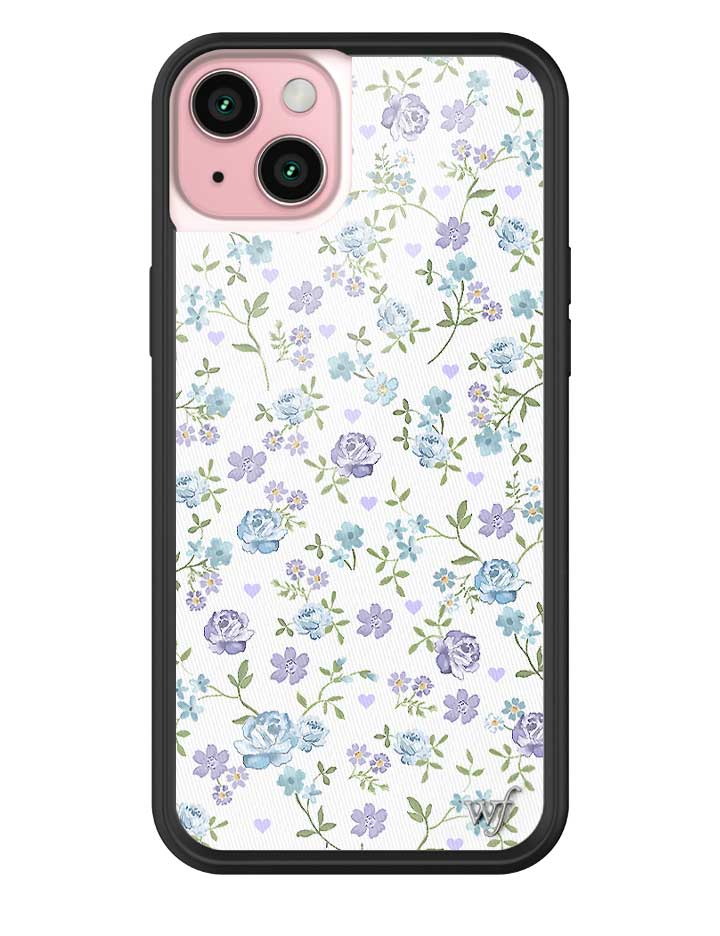 Lilac and Blue Floral Print Protective iPhone Case - Image 3