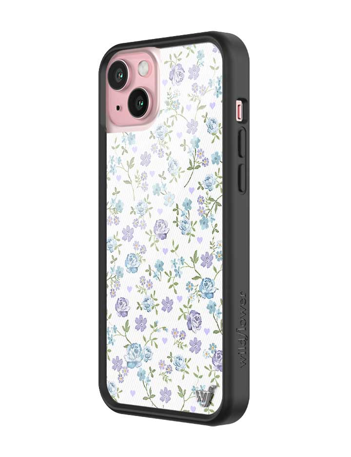 Lilac and Blue Floral Print Protective iPhone Case - Image 4