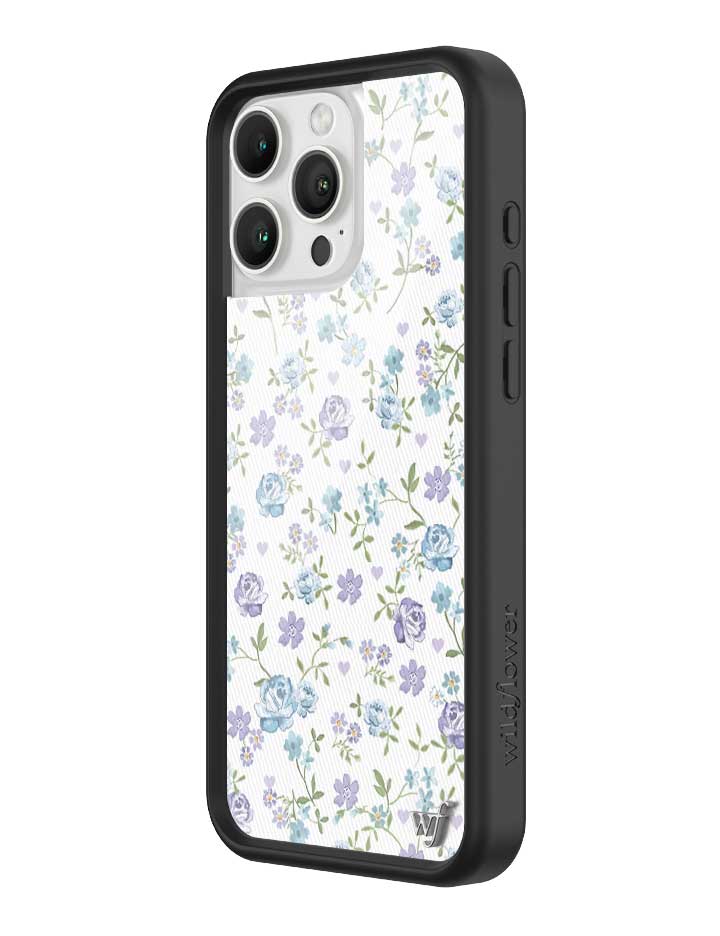 Lilac and Blue Floral Print Protective iPhone Case - Image 2