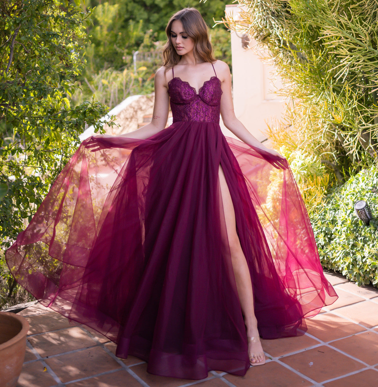 Dani Gown - Mulberry - Lace & Tulle A-line Dress