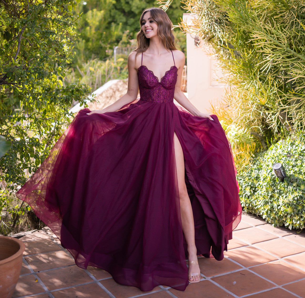 Dani Gown - Mulberry - Lace & Tulle A-line Dress