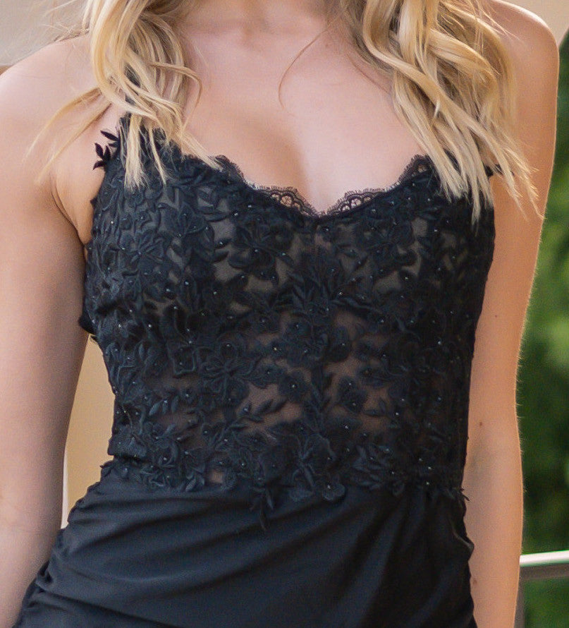 Rylie Gown - Black - Stretch Fitted Dress With Lace Bodice