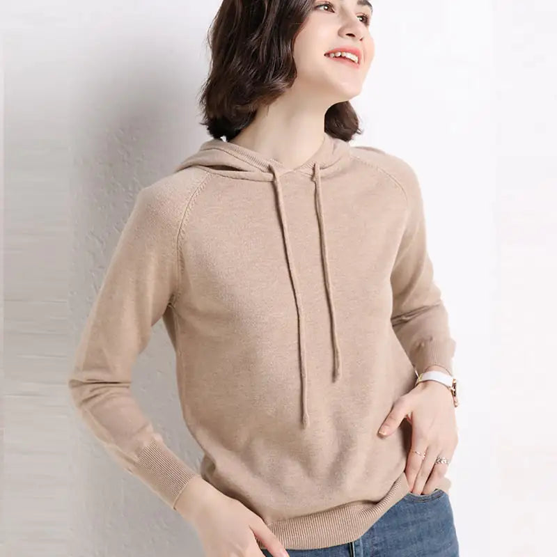 Women's Lightweight Pullover Hooded Knit Sweater