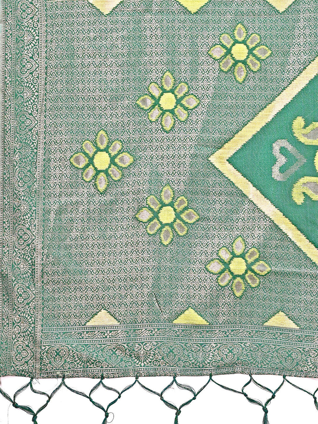 Sajni Light Green Linen Cotton Saree with Matching Blouse