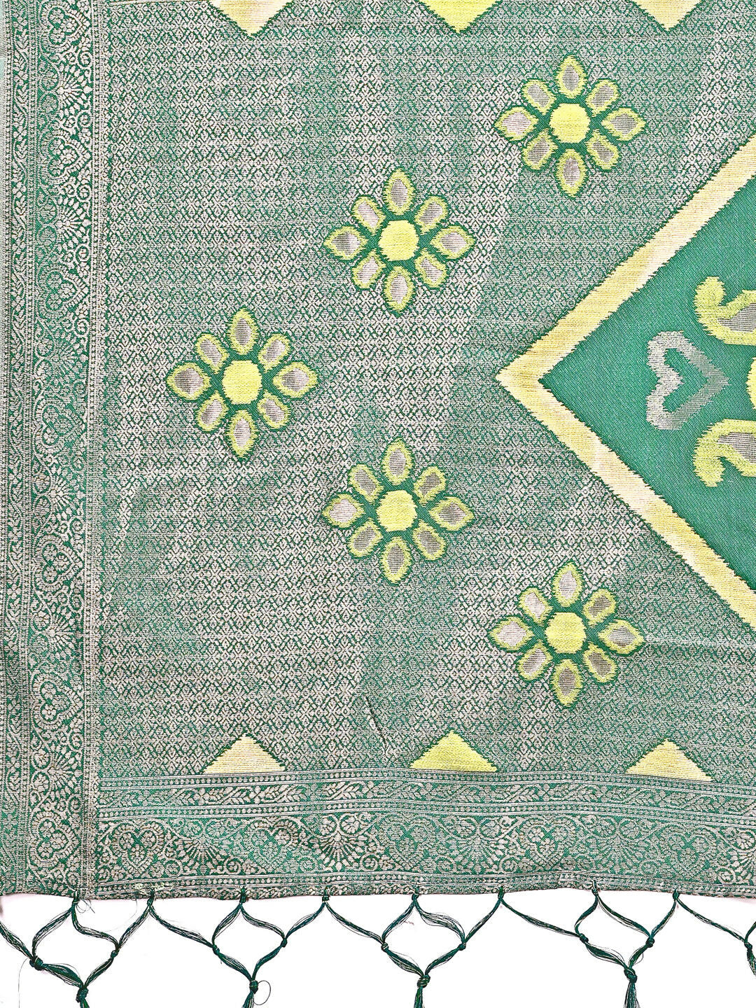 Sajni Light Green Linen Cotton Saree with Matching Blouse