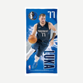 Luka Doncic Dallas Mavericks velour beach towel with basketball player graphics.