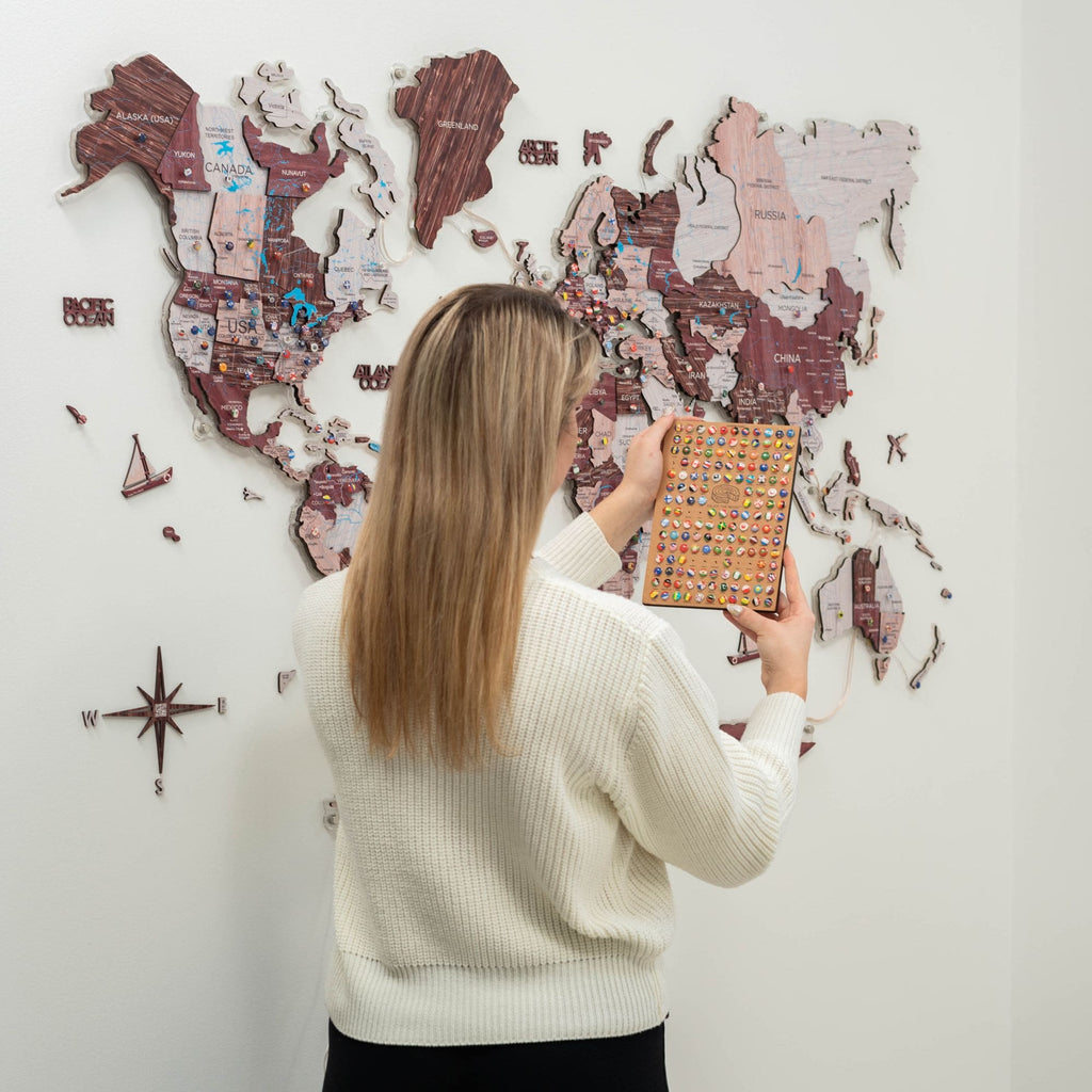 3D Luminous LED Wooden World Map 2.0 Cappuccino Wall Art