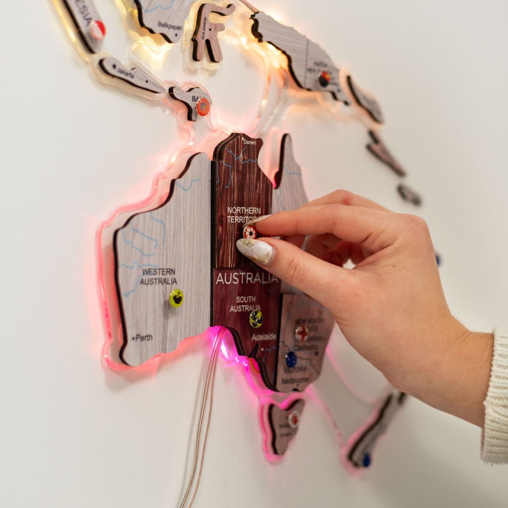 3D Luminous LED Wooden World Map 2.0 Cappuccino Wall Art