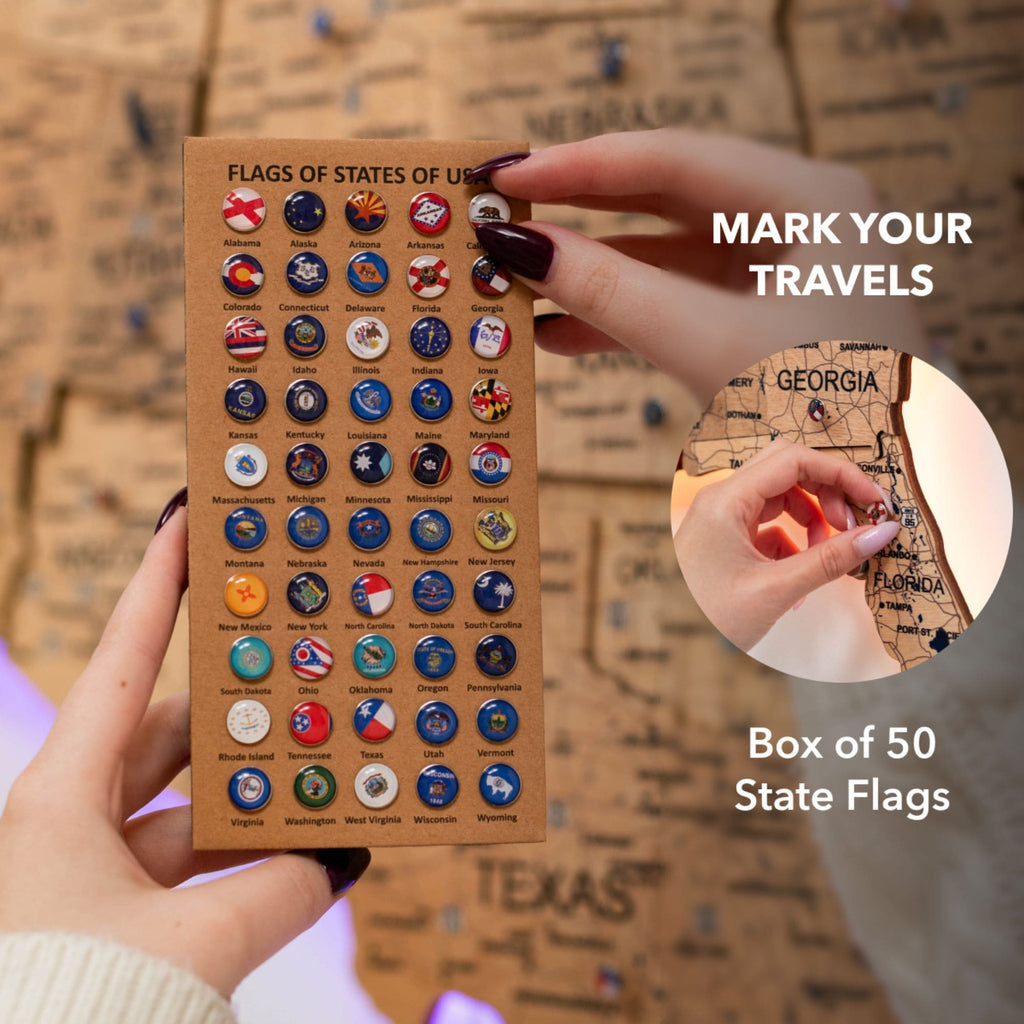 3D LED Wooden Map of USA - Gold Edition Wall Art Decor