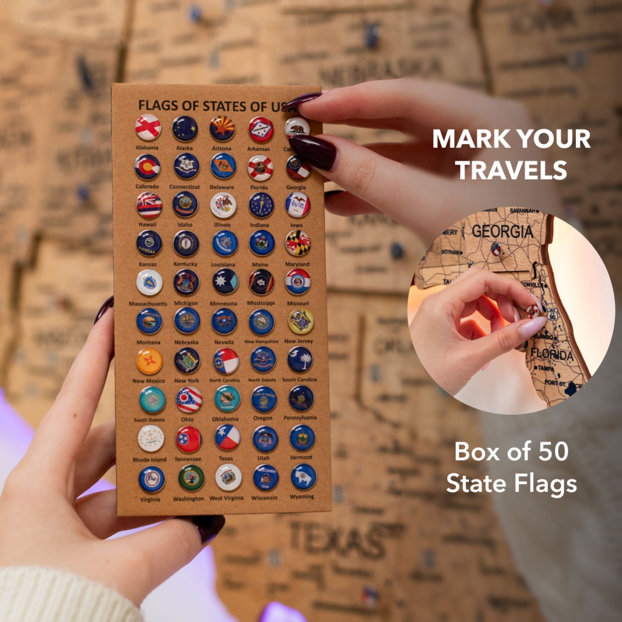 3D LED Wooden Map of USA - Gold Edition Wall Art Decor