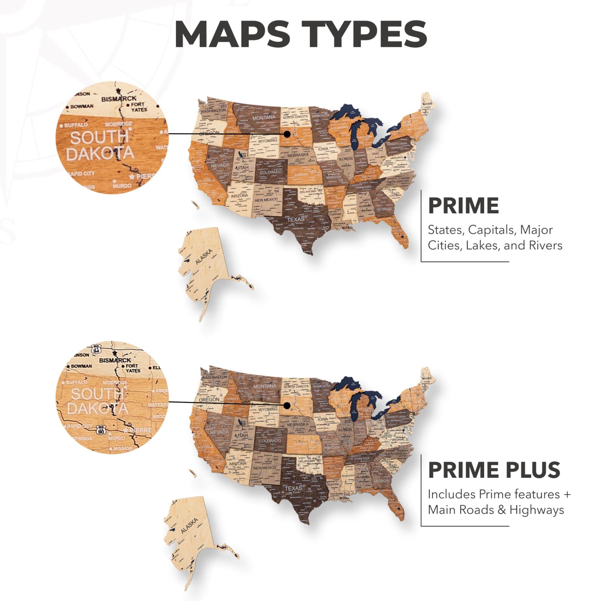3D LED USA Map Wall Art Multicolor Modern Geometric Wood Decor