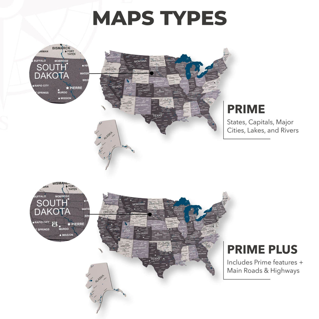 Wooden 3D LED Map of USA - Nordik Edition Wall Art