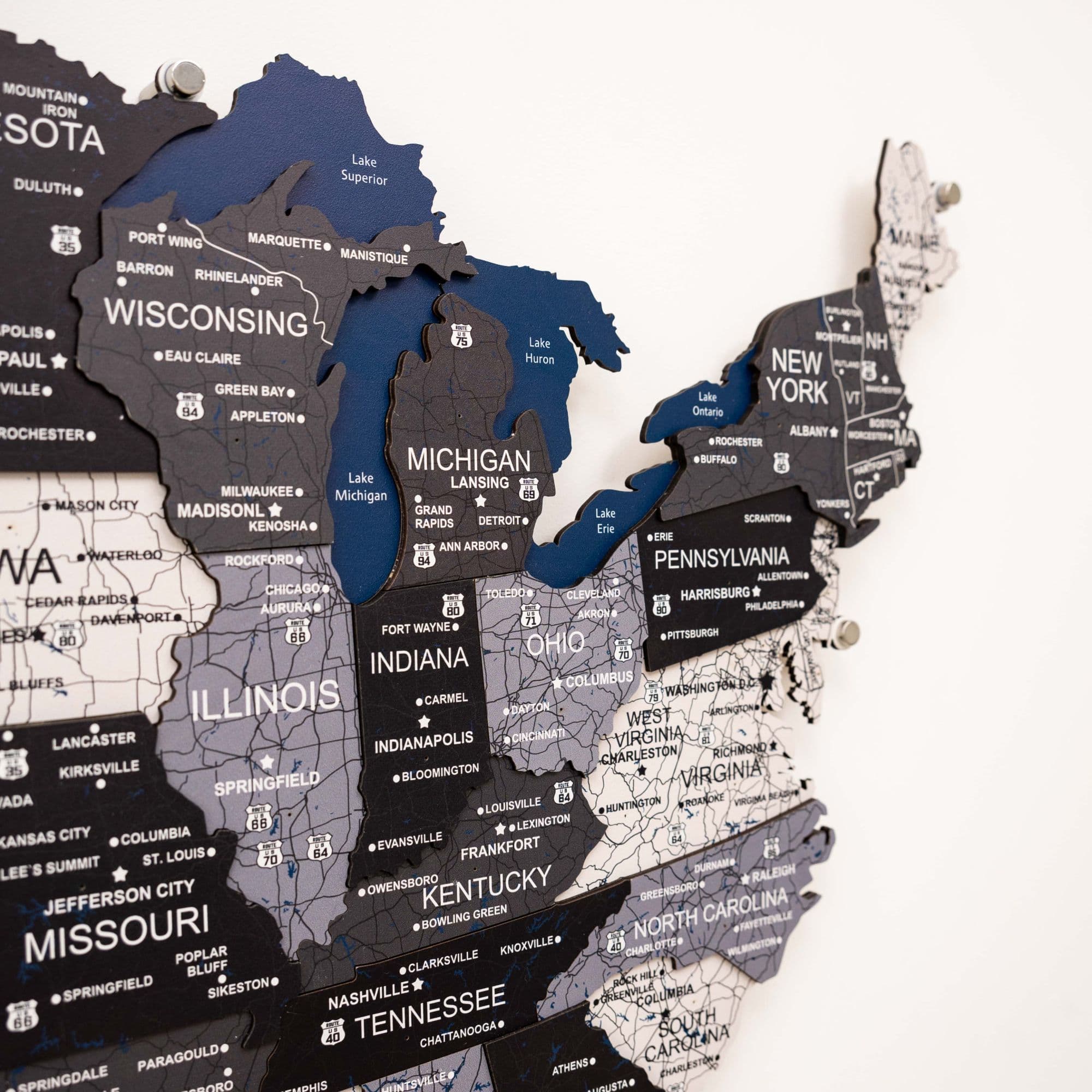 Wooden 3D LED Map of USA - Nordik Edition Wall Art