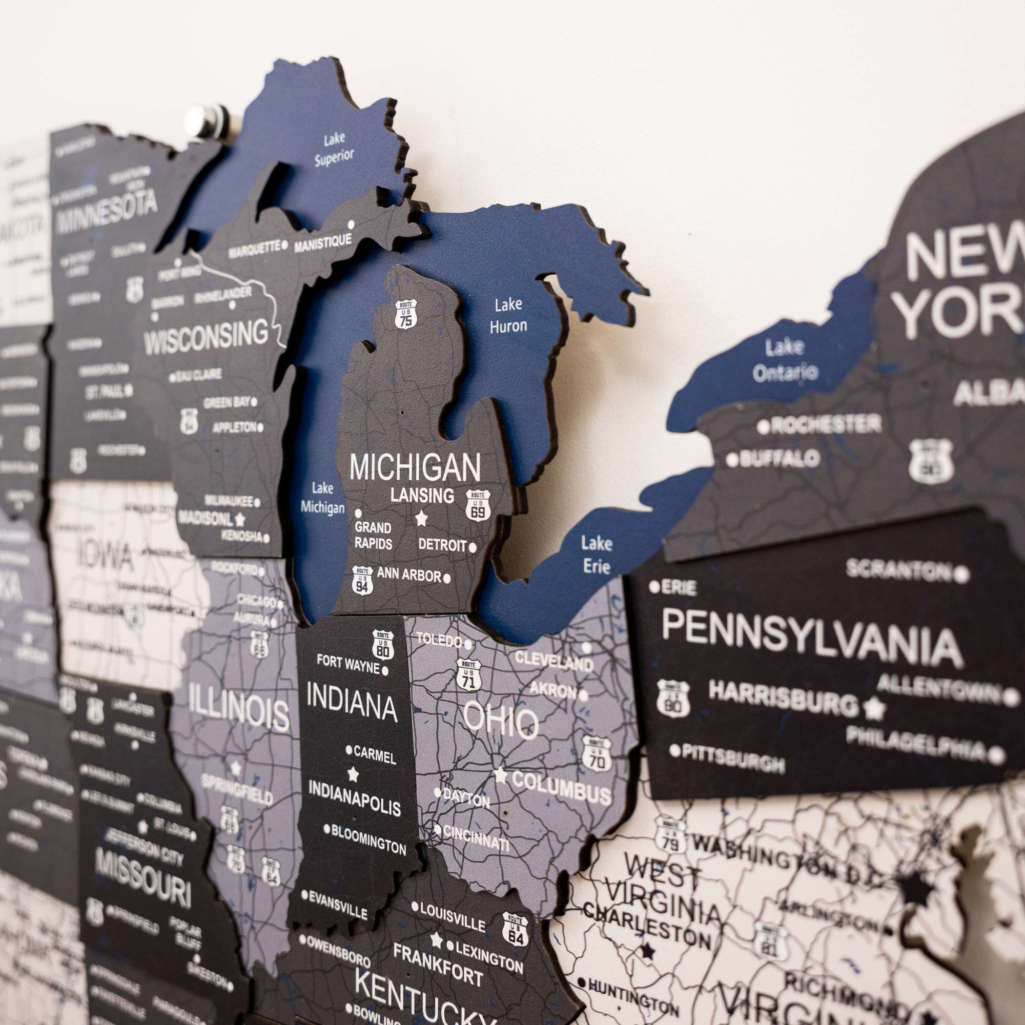 Wooden 3D LED Map of USA - Nordik Edition Wall Art