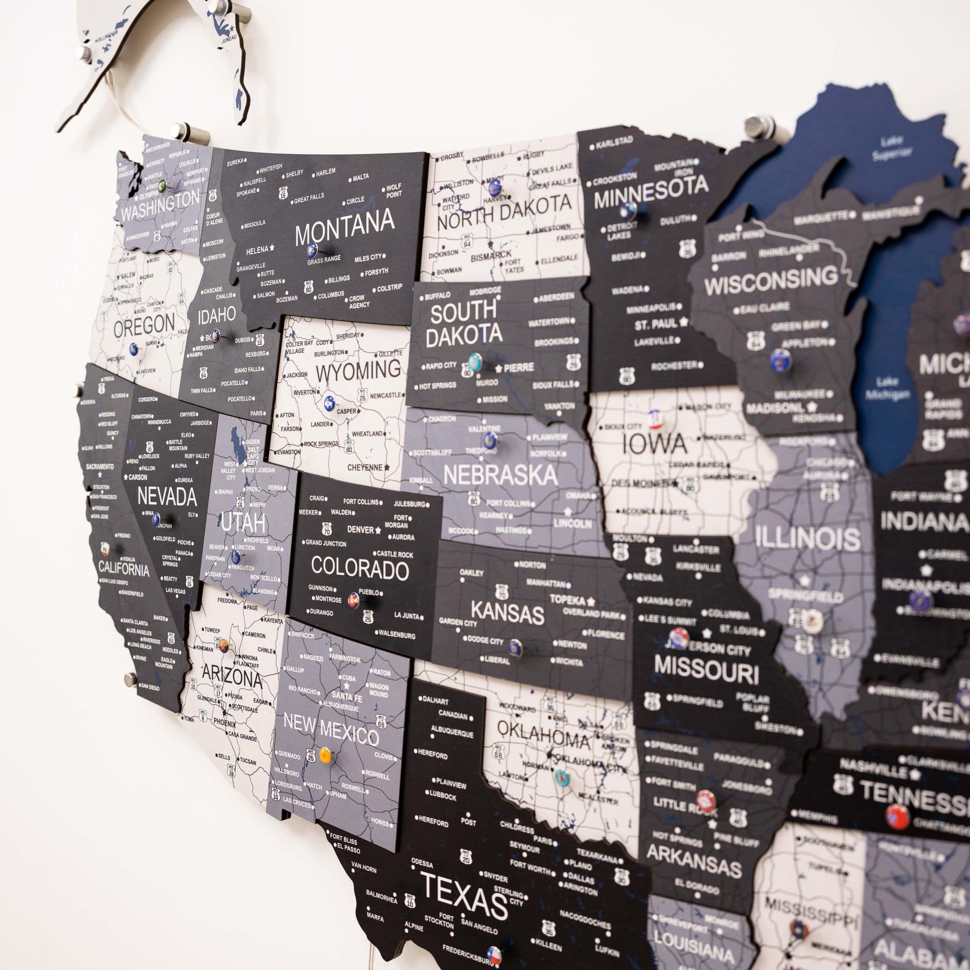 Wooden 3D LED Map of USA - Nordik Edition Wall Art