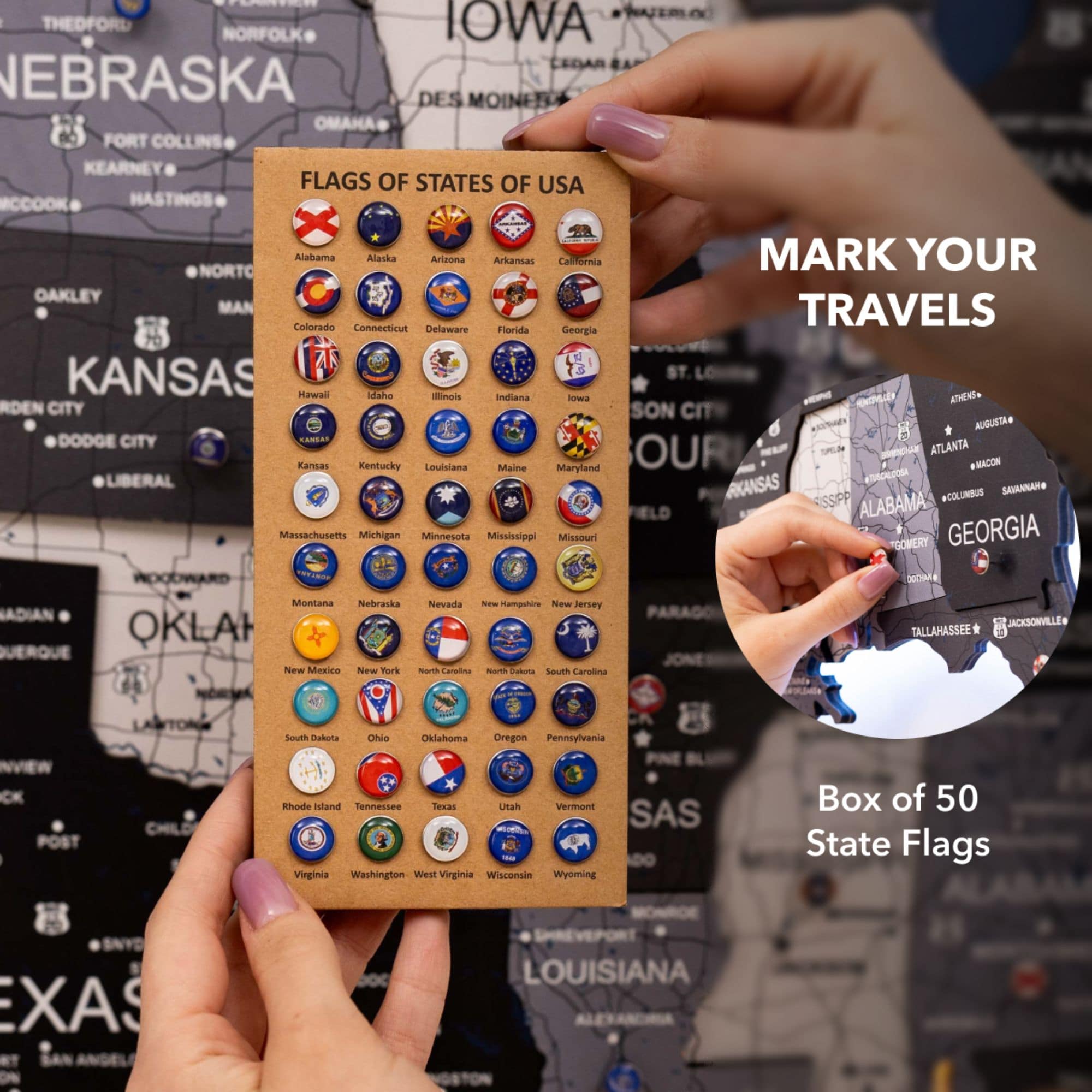 Wooden 3D LED Map of USA - Nordik Edition Wall Art