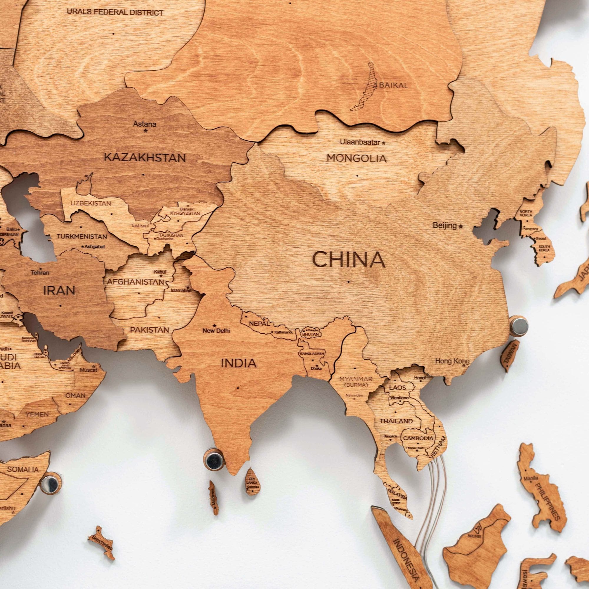 3D LED Wooden World Map 3.0 Oak Interactive Wall Art Decor