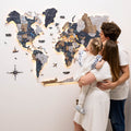 3D LED Mystery Wooden World Map 3.0 with glowing ambient lighting