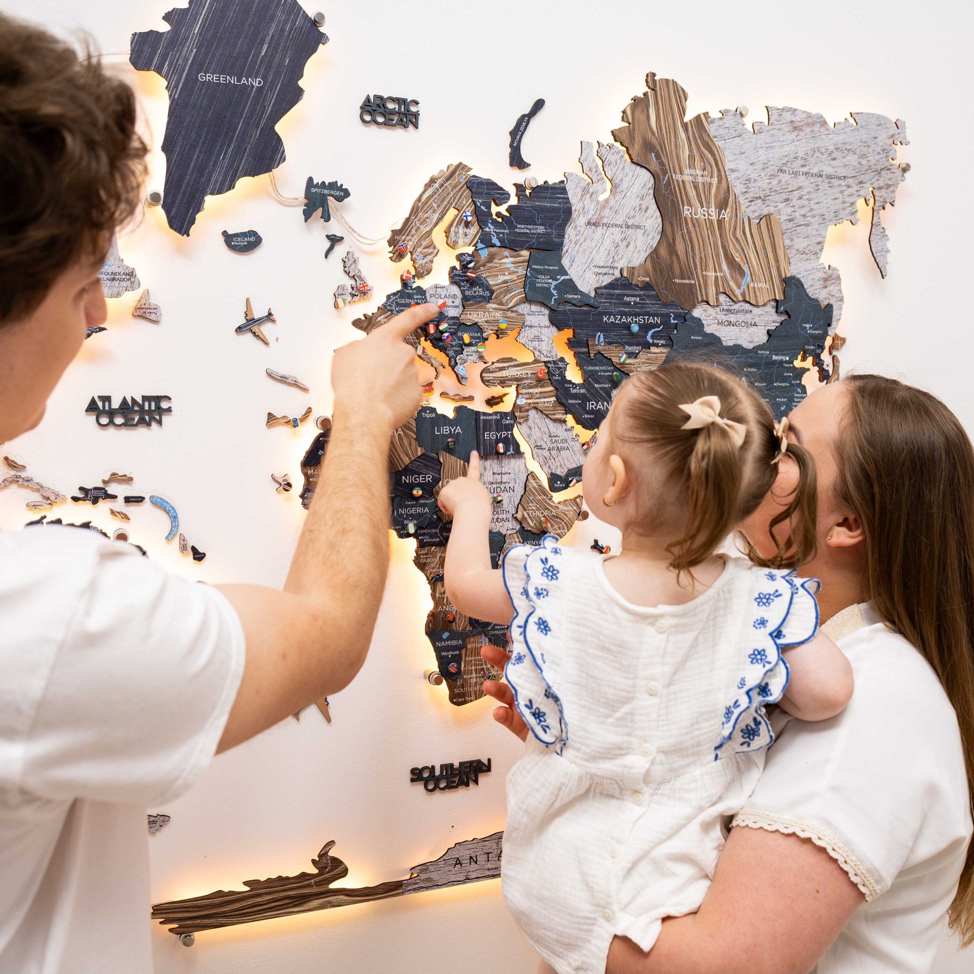 3D LED Mystery Wooden World Map 3.0 Interactive Wall Art