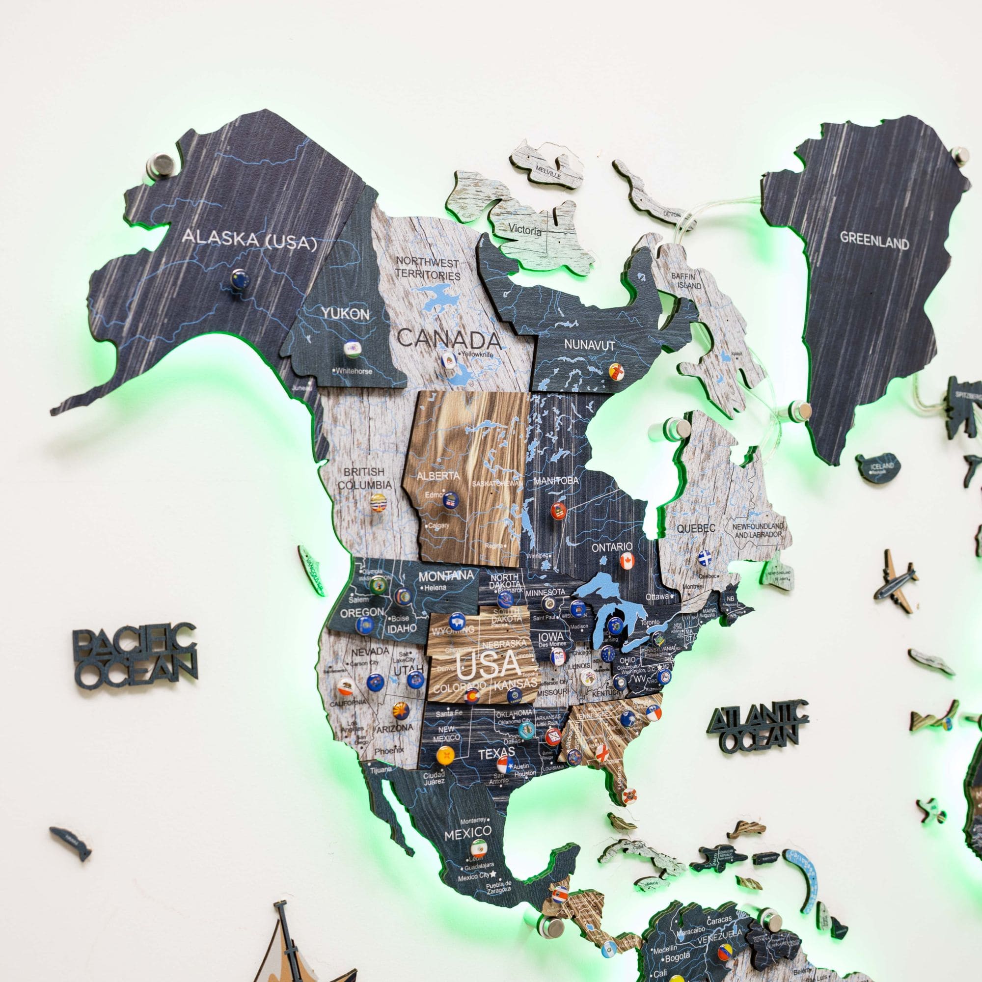 3D LED Mystery Wooden World Map 3.0 Interactive Wall Art