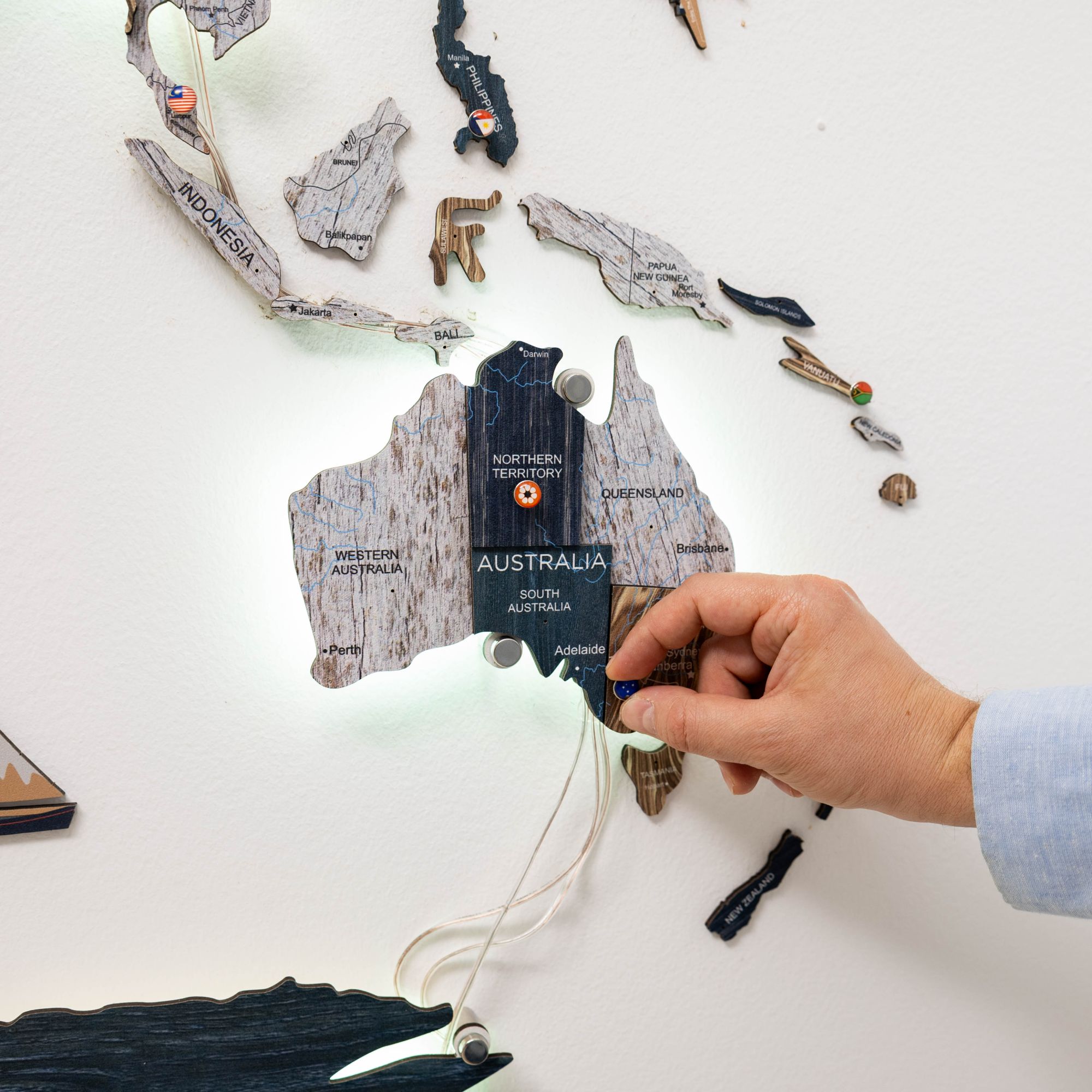 3D LED Mystery Wooden World Map 3.0 Interactive Wall Art