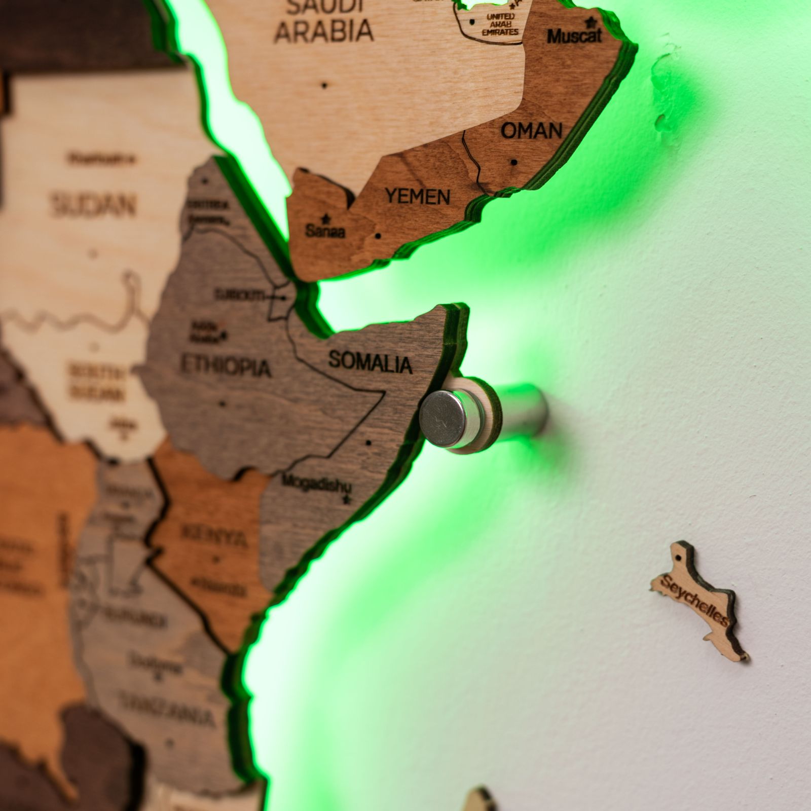 3D LED Luminous Wooden World Map 3.0 Ocean Interactive Wall Art