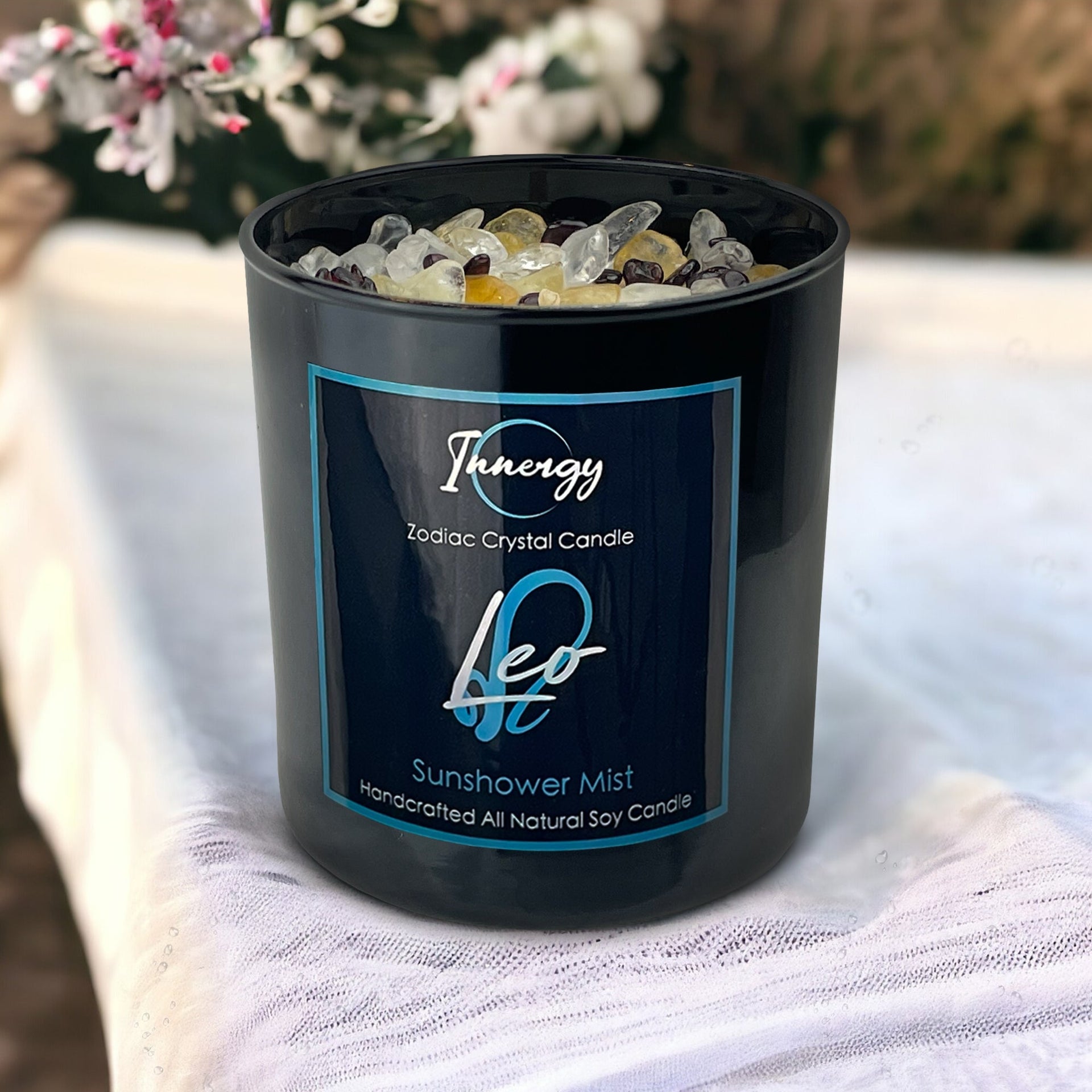Leo Zodiac Crystal Candle, 10oz