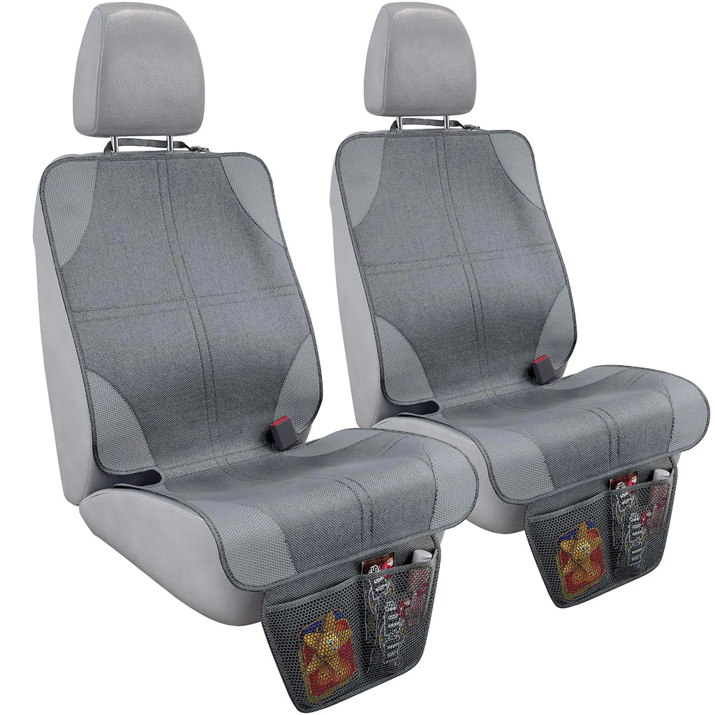Car Seat Protector For Child Car Seat Car Seat Protection For Baby Carseat Non-Slip Seat Protector Under Baby Car Seat Thick Padding Seat Cover For Car Seat With 2 Mesh Storage Pockets 2 Pack Grey