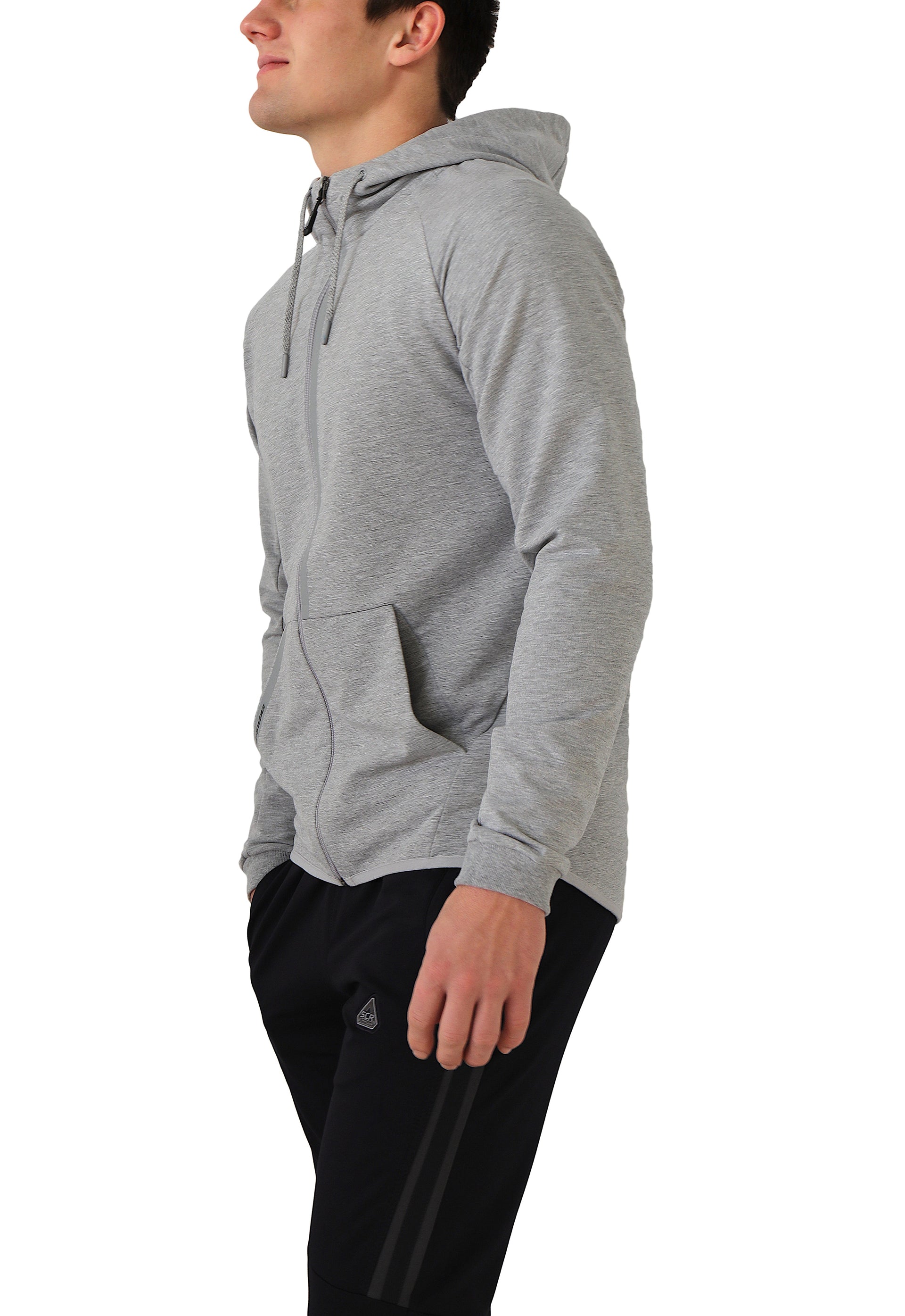 Mens Slim Fit Full-Zip Hooded Sweatshirt in Heather Grey - Image 24