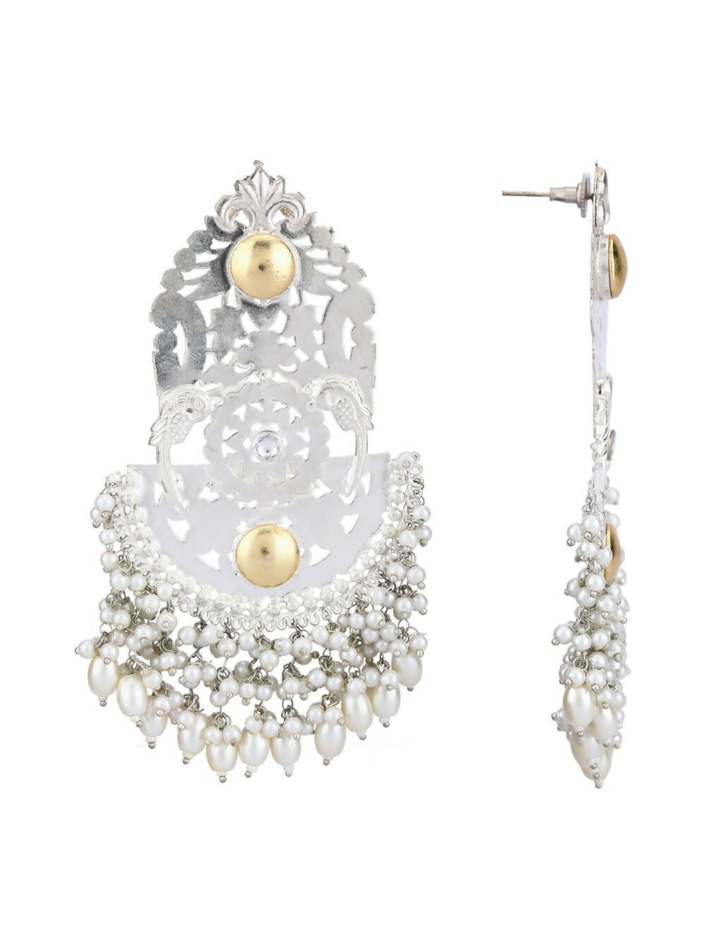 Ghungroo Style Silver Tone Statement Earrings