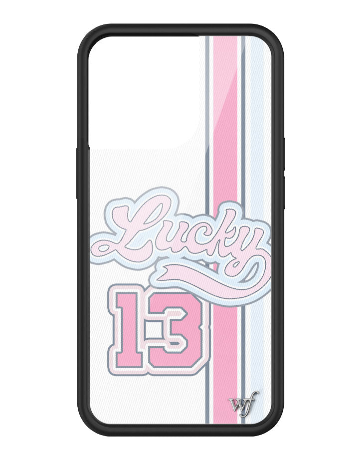Lucky Girl iPhone Case in Baby Blue and Bubbly Pink with 13 - Image 5