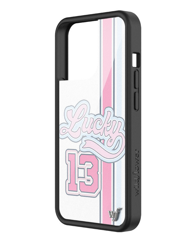 Lucky Girl iPhone Case in Baby Blue and Bubbly Pink with 13 - Image 6
