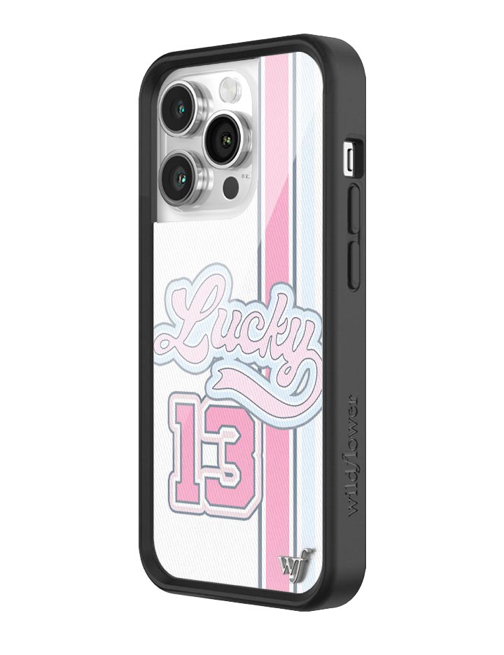 Lucky Girl iPhone Case in Baby Blue and Bubbly Pink with 13 - Image 4