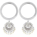 A pair of stylish white latkan bangles with delicate hanging details for party wear