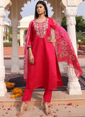 Pink cotton silk salwar suit with intricate thread and sequins embroidery